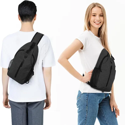 Miniatura 3 de angel wish Bandolera Crossbody-Bag Mochila para mujer y hombre, mochila de excursión en el pecho con bolsillo para botella de agua, mochilas