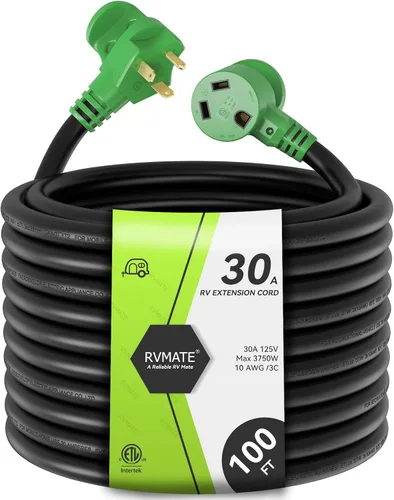 Miniatura 8 de RVMATE Cable de extensión de alimentación RV de 30 amperios y 75 pies con mango de fácil enchufe, TT-30P a TT-30R, indicador LED, 10 AWG