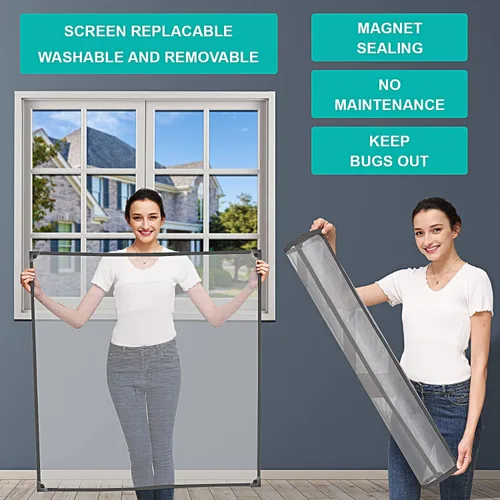 Miniatura 3 de NeatiEase Pantalla magnética ajustable para ventana de 32 x 24 pulgadas, se adapta a cualquier tamaño de malla de fibra de vidrio con marco gris más