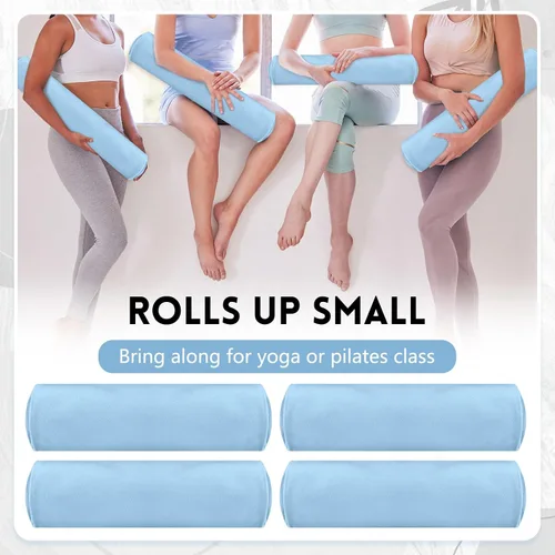 Miniatura 4 de Breling Paquete de 4 toallas de yoga calientes de 72 x 24 pulgadas, tapete de microfibra antideslizante, absorbente de sudor, suave, tapete esencial