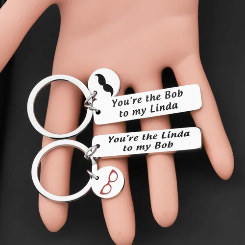 Miniatura 4 de FAADBUK Regalo inspirado en hamburguesas para parejas, juego de keychian You're the Linda to my Bob regalo del día de San Valentín
