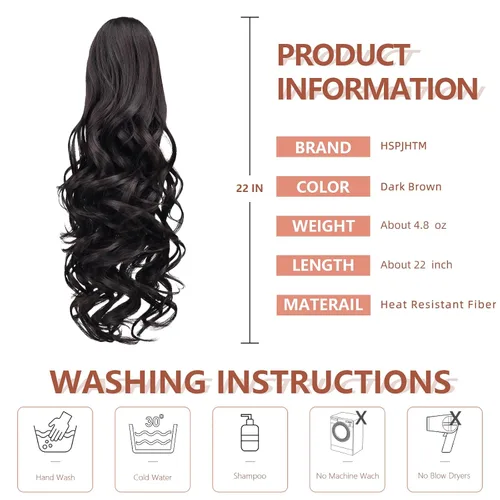 Miniatura 224 de Extensiones de cola de caballo de cabello rubio, extensiones de cola de caballo para mujer, pinza de extensiones de cabello rizado de 12 pulgadas