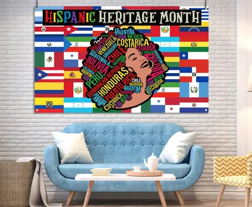 Miniatura 4 de Nepnuser Decoración del mes de la herencia hispana, telón de fondo para cabina de fotos, 21 países de habla española, cultura, escuela, aula