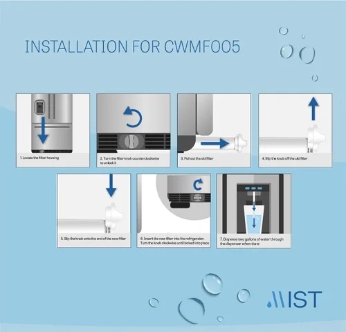 Miniatura 8 de Mist Reemplazo de filtro de agua 4396508 y EDR5RXD1, modelos de Whirlpool compatibles: 4396508, 4396510, Filtro 5, PUR W10186668, NLC240V, Kenmore
