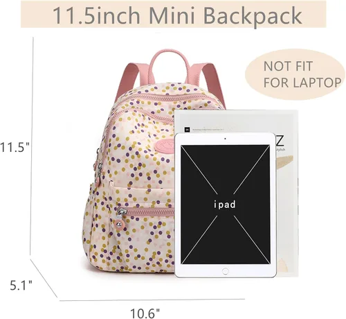 Miniatura 4 de Tanweibago Mini mochilas de nailon para mujer, mochilas pequeñas de 11L para mujer, mochila ligera casual para mujer, mochila de viaje de compras