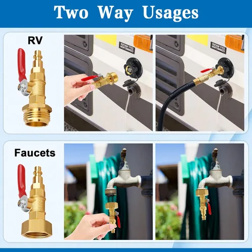 Miniatura 2 de Adaptadores de soplado para autocaravana, 3/4 pulgadas GHT macho y hembra de latón, conector de montaje de compresor de aire con válvula de cierre