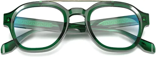 Miniatura 4 de VISOONE Gafas retro redondas antifatiga ocular de metal medianas, gafas de bloqueo de luz azul para juegos de computadora, mujeres y hombres, Sanford