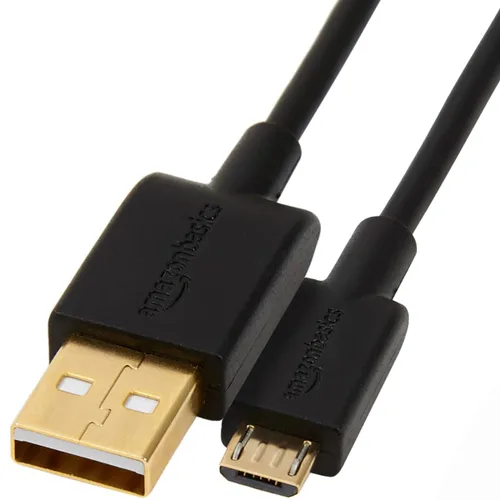 Amazon Basics Paquete de 5 cables de carga USB-A a micro USB, velocidad de transferencia de 480 Mbps con conectores chapados en oro, USB 2.0, 10