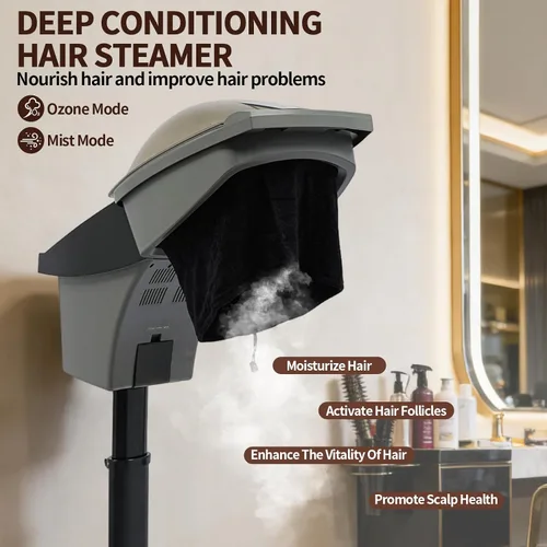 Miniatura 3 de Máquina profesional de vapor de pelo de salón, 700 W profesional acondicionador profundo vapor de cabello, ozono cuidado del cabello spa vapor