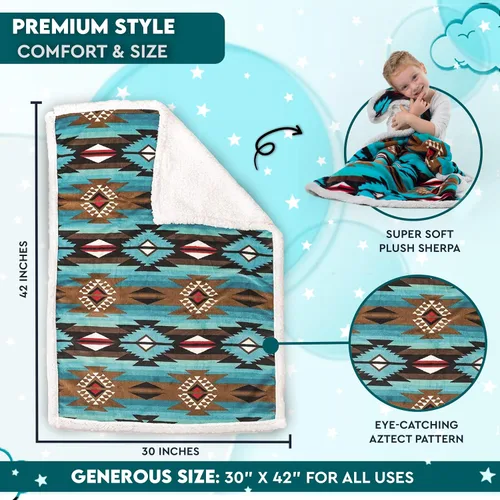Miniatura 4 de Manta de forro polar sherpa ultrasuave Manta acogedora de felpa para niños Reversible con estampados aztecas Lavable Tamaño amplio