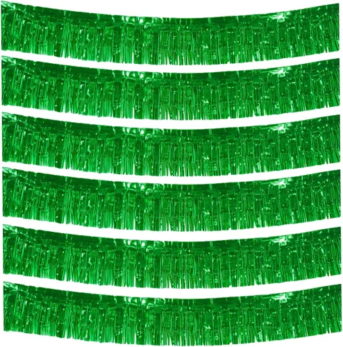 6 paquetes de 10 pies de guirnalda de flecos de aluminio con oropel, guirnalda de flecos de aluminio metálica para colgar en la pared, bandera de