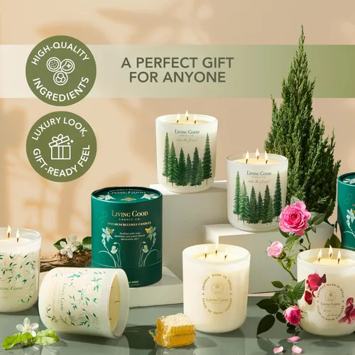 Miniatura 7 de Palo Santo - Vela de cera de abeja pura de Palo Santo y bergamota, más de 90 horas de duración, diseño clásico, velas perfumadas no tóxicas