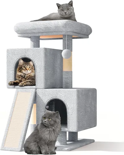 Miniatura 11 de Athena Collection Árbol pequeño para gatos, moderna torre de árbol para gatos de 34 pulgadas con poste rascador 2 plataforma de actividades