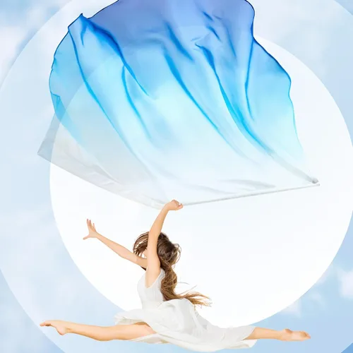 Miniatura 5 de Jetec Juego de 2 banderas de adoración de 74 x 55 pulgadas para danza, iglesia, bandera azul de alabanza con bolsa de almacenamiento, flexibilidad