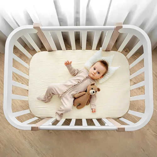 Miniatura 23 de lulumoon Sábanas de muselina para moisés para bebé: sábanas ajustables suaves para moisés de cabecera para niños y niñas Oliva y Crema