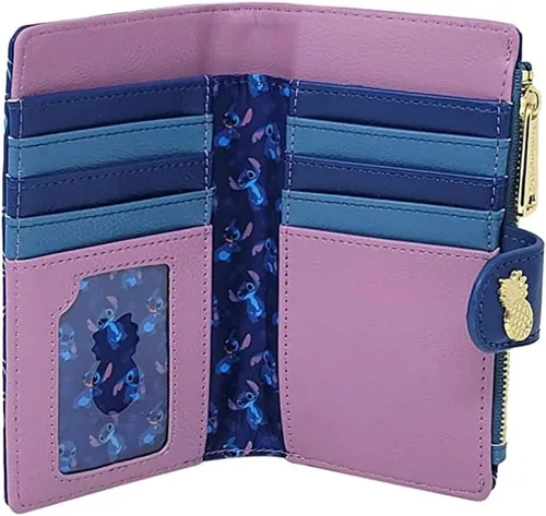 Miniatura 3 de Loungefly Cartera de cuero sintético Disney Stitch Wallet Snap Flap Clutch, Varios