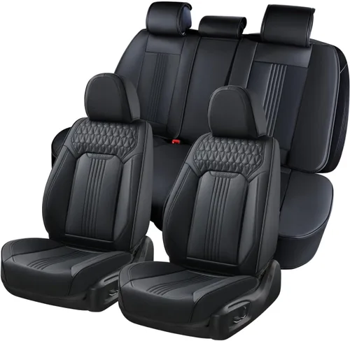Miniatura 21 de Coverado Juego Completo de Fundas de Asiento de Automóvil, Fundas de Asiento de Cuero de Lujo para Delantero y Trasero, Fundas de Asiento En