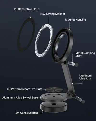 Miniatura 7 de SYNCWIRE Soporte magnético para teléfono MagSafe con rotación de 360° para automóvil, brazo de metal ajustable, soporte de teléfono magnético
