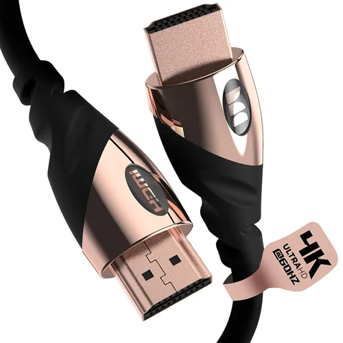 Monster - Cable HDMI de oro rosa 4K UHD de 8 pies, ultra alta velocidad de 21 Gbps, 60/120 Hz, HDR, conectores chapados en oro de 24 quilates,