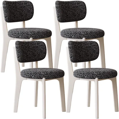 Miniatura 39 de YVYKFZD Solid Wood Dining Chairs, Fabric Dining Room Chair Set of 2/4/6, Upholstered Kitchen Chairs with Curved Backrest, Armless Living Room Chair