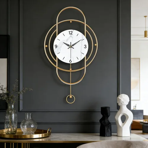 Miniatura 8 de SIN&MI Reloj de pared, relojes de pared decorativos con péndulo, reloj de cuarzo de calidad silenciosa, funciona con pilas, reloj grande para sala