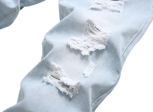 Miniatura 4 de Jeans elásticos ajustados para hombre con pantalones regulares elásticos rasgados