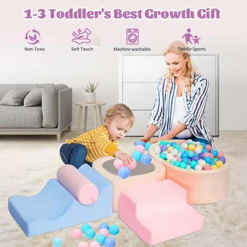 Miniatura 4 de MIND&ACTION Juguetes de Escalada para Niños Pequeños de 6 Piezas en Interiores con Piscina de Pelotas, Juguetes de Escalada para Mayores de 1 Año