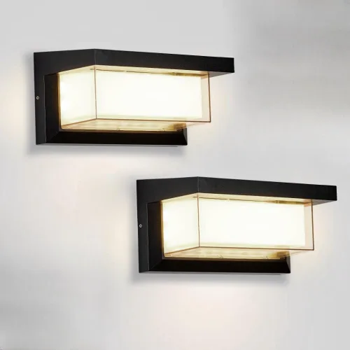 Lámpara LED moderna de pared para exteriores, 3000 K, 4500 K, 6000 K, ajuste de 3 colores, luz exterior, color negro, IP65, resistente al agua para