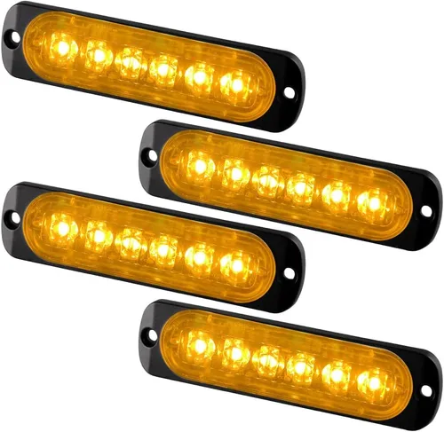 Miniatura 10 de 4 luces estroboscópicas de emergencia ultrafinas de 4 LED, montaje en superficie universal, 12-24 V, advertencia de emergencia, baliza
