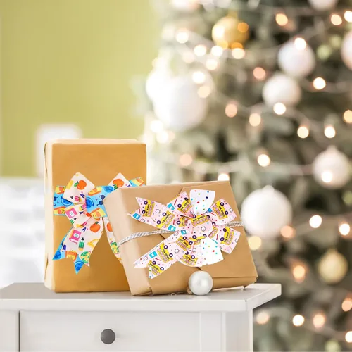 Miniatura 4 de 4 rollos de cinta escolar de 20 yardas de cinta con borde con alambre para envolver regalos, decoración de fiestas, manualidades, envoltura de lazo