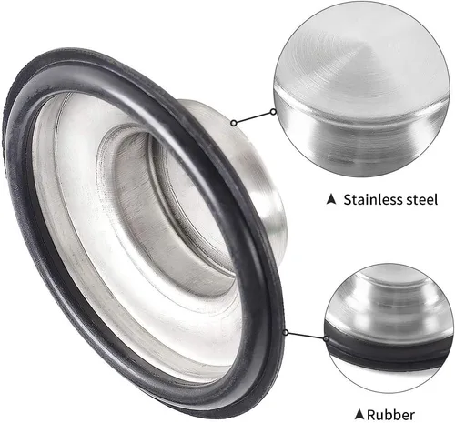 Miniatura 3 de CORNERJOY Tapón para fregadero de cocina de acero inoxidable, borde ancho grande de 3.38 pulgadas de diámetro, tapón de eliminación de basura