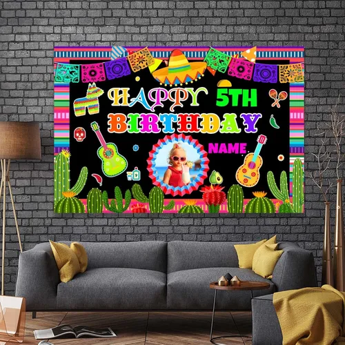 Miniatura 8 de Decoración personalizada para fiesta mexicana, carnaval, fiesta de feliz cumpleaños, suministros personalizados, fiesta mexicana, carnaval, Estilo-O