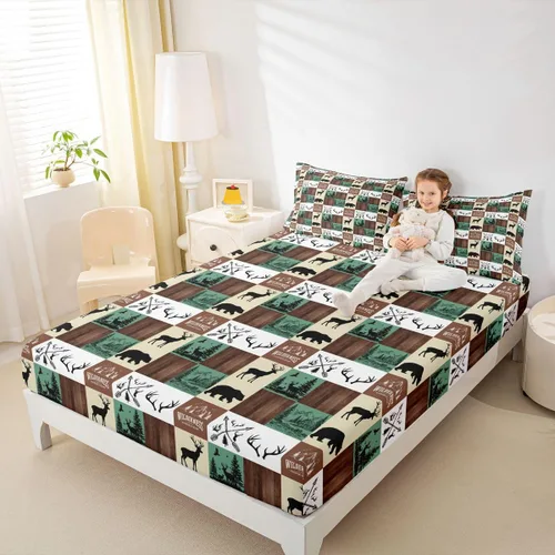 Miniatura 17 de Erosebridal Sábana bajera con temática de pesca, juego de ropa de cama rústica de granja tamaño individual para niños, adolescentes y adultos, ropa