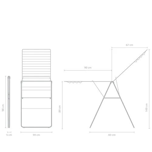 Miniatura 16 de Brabantia HangOn - Tendedero de ropa 82 pies (82.0 ft) Gris metálico Soporte grande para ropa interior con 2 alas plegables y ganchos