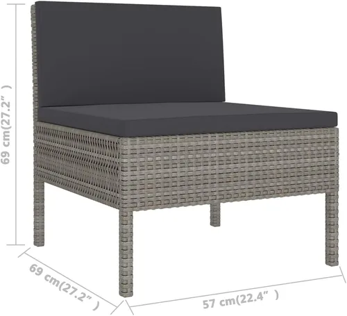 Miniatura 8 de Ensemble de Salon de Jardin Modulaire 9 Pièces Gris Anthracite avec Coussins, Résistant aux Intempéries, Confortable et Design Moderne Pour