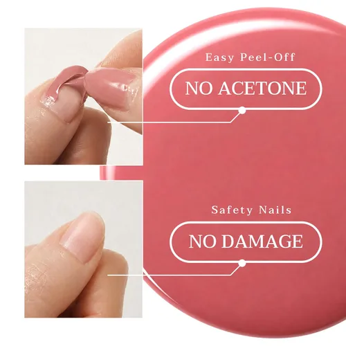 Miniatura 5 de Peel-Off - Juego de 3 esmaltes de uñas veganos – melocotón y melocotón pálido + capa superior transparente Halal, a base de agua, transpirable,