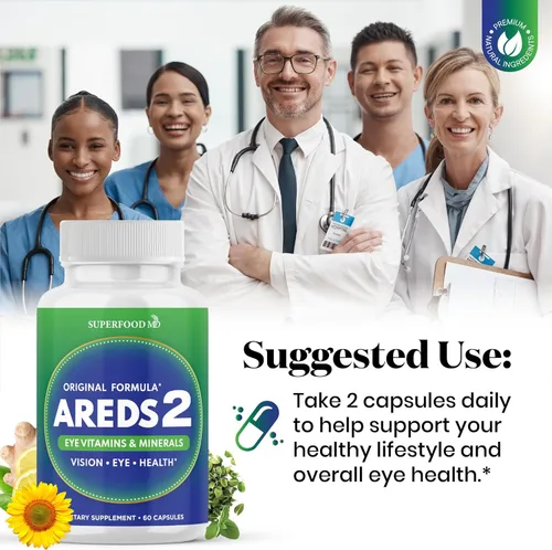 Miniatura 7 de AREDS 2 Suplemento de vitaminas y minerales para ojos, contiene luteína, vitamina C con cobre añadido, 120