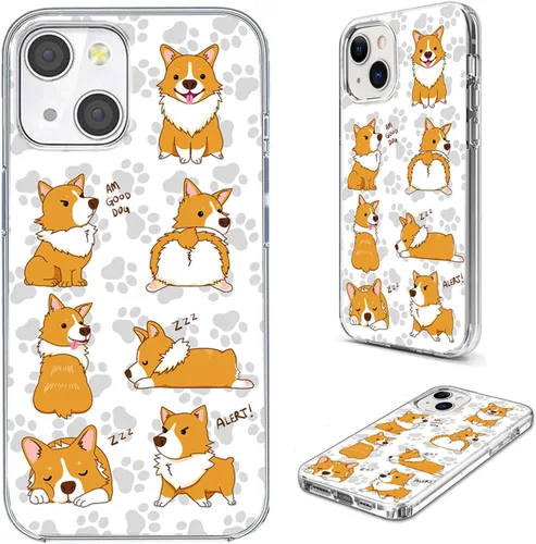 Miniatura 36 de Funda protectora completa a prueba de golpes, delgada, suave, TPU transparente, para iPhone 14/13 6.1, diseño de animales de dibujos animados