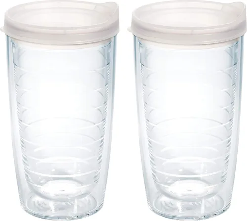 Miniatura 63 de Taza de viaje Tervis de doble pared transparente y colorida con tapa fabricada en Estados Unidos mantiene las bebidas frías y calientes, 24 onzas