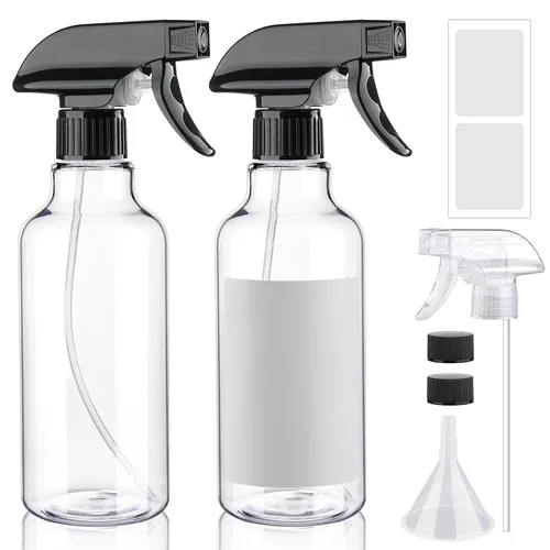 Miniatura 12 de Botella pulverizadora de plástico de 16.9 onzas, botellas vacías de pulverización, contenedor recargable, rociador de gatillo para soluciones