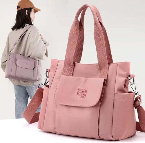 Miniatura 4 de Bolso de lona para mujer, bolso cruzado de nailon, bolso de hombro, bolso de hobo, lindo tamaño grande, casual, embrague