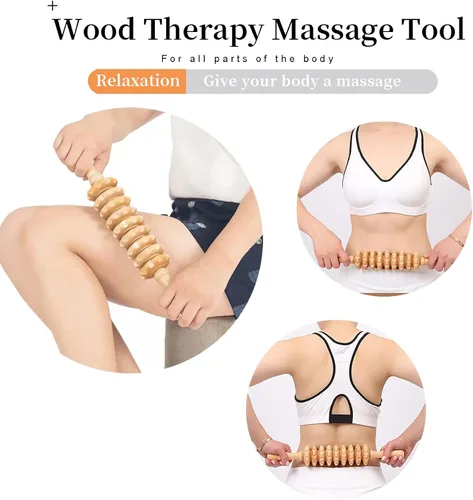 Miniatura 3 de Herramientas de masaje de terapia de madera, rodillo de masaje manual para esculpir el cuerpo, kit de maderoterapia, masajeador de celulitis
