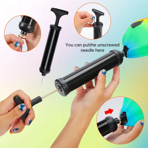 Miniatura 4 de Visen 4 bolas de arco iris para niños y adultos con 1 bomba de mano, bolas de goma coloridas de 8.5 pulgadas, pelotas inflables de varios