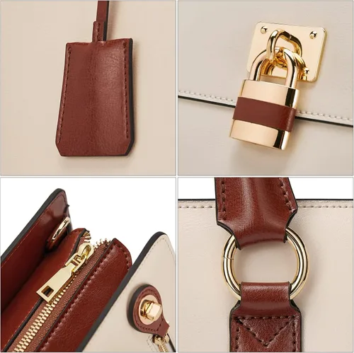 Miniatura 6 de BOSTANTEN Maletín para mujer de 15.6 pulgadas, bolso de cuero para laptop vintage, elegante bolso de negocios para abogadas, bolsa de trabajo