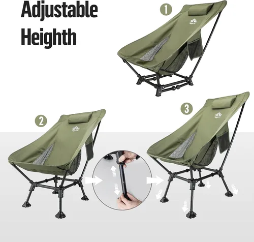 Miniatura 5 de Night Cat Silla de camping de respaldo alto: silla de mochilero ligera y cómoda con soporte para la cabeza y pies antihundimiento para senderismo