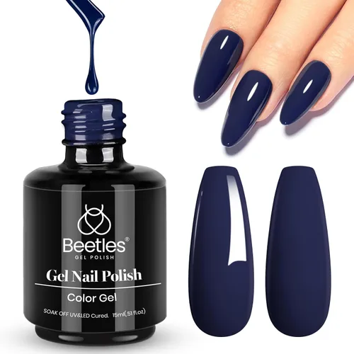 Miniatura 9 de Beetles - Esmalte de uñas de gel azul medianoche de 0.5 fl oz (0.5 fl oz), color azul marino medianoche, esmalte de gel que se absorbe con lámpara D