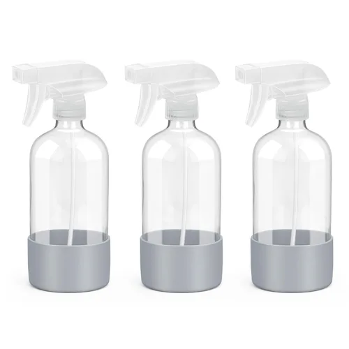 Miniatura 18 de Rionisor Botellas de Spray de Vidrio con Protección de Funda de Silicona, Recipientes Vacíos Recargables de 16 oz, Botellas de Spray Reutilizables