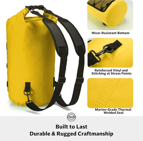 Miniatura 4 de STOVER 5/10/25/30/40/55L Waterproof Dry Bag- Roll-Top Backpack w/Phone Case- Kayaking, Hiking, Camping, Boating- Men/Women 25L Amarillo