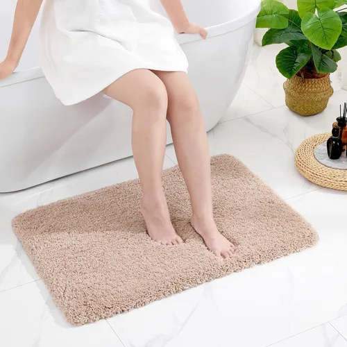 Miniatura 17 de Disolla Alfombras pequeñas para baño 17x24 antideslizante, alfombra de baño blanca esponjosa para el suelo del baño, lavable a máquina, alfombra