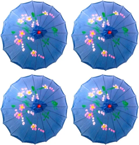 Miniatura 13 de TJ Global Paquete de 4 paraguas chino japonés de 33 pulgadas para bodas, fotografías, disfraces, cosplay, decoración y otros eventos, 4 sombrillas